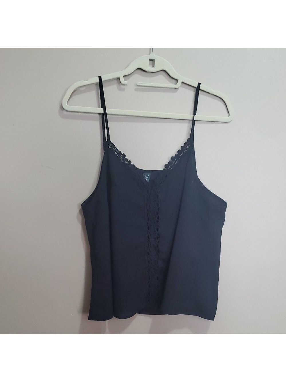 Shein Elegant Black Lace Trim Cami Top Size 0XL
